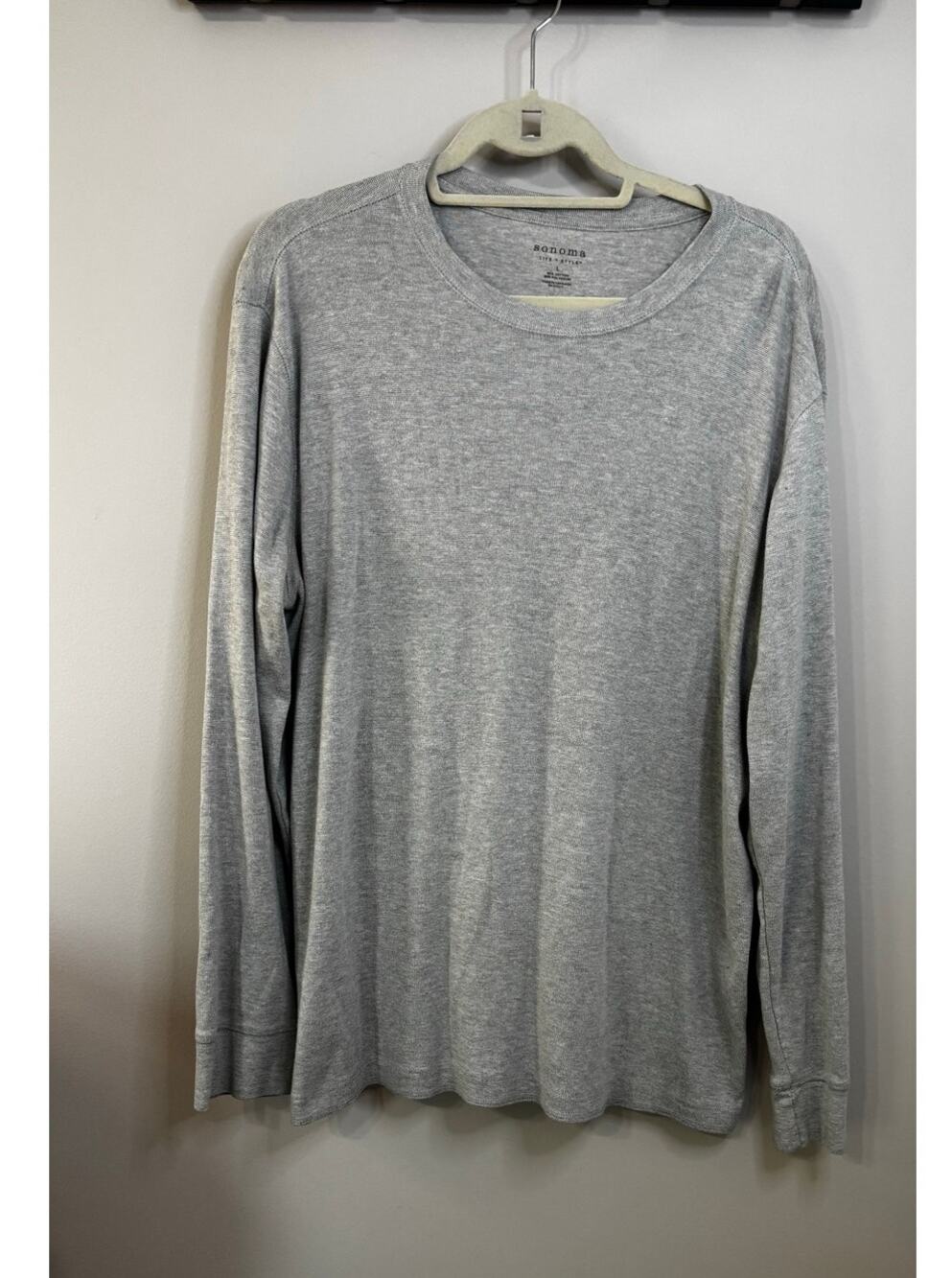 GUC Sonoma Lifestyle cotton/poly long sleeve tshirt soft gray, size large